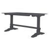 TREXM 3-Piece Retro Dining Set, Rectangular Trestle Table and 2 Wood Benches for 4 People for Dining Room and Kitchen (Grey)