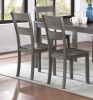 Transitional 7pc Dining Set Rectangular Table Wood Base Ladder Back Chairs Gray Finish Wooden Dining Room Furniture