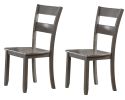 Transitional 7pc Dining Set Rectangular Table Wood Base Ladder Back Chairs Gray Finish Wooden Dining Room Furniture