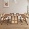 86.61 Inch Oversize Rectangular Waves Dining Table Set,7 PCS Wooden Dining Table and Chairs,Mid Century Modern Large Kitchen Set for Living Room