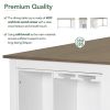 TREXM 5-Piece Multi-Functional Rubber Wood Counter Height Dining Set with Padded Chairs and Integrated 9 Bar Wine Compartment