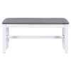 TOPMAX 6-Piece Wood Dining Table Set Kitchen Table Set with Upholstered Bench and 4 Dining Chairs, Farmhouse Style,Gray+White