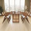 86.61 Inch Oversize Rectangular Waves Dining Table Set,7 PCS Wooden Dining Table and Chairs,Mid Century Modern Large Kitchen Set for Living Room