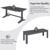 TREXM 3-Piece Retro Dining Set, Rectangular Trestle Table and 2 Wood Benches for 4 People for Dining Room and Kitchen (Grey)