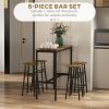 HOMCOM Bar Table Set for 4, Industrial High Top Table with Bar Stools, 5-Piece Small Kitchen Table and Chairs for Pub, Dining Room, Rustic Brown