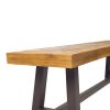 Outdoor Carlisle Benches, Sandblasted Brown + Rustic Metal (Set of 2)