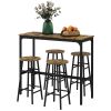 HOMCOM Bar Table Set for 4, Industrial High Top Table with Bar Stools, 5-Piece Small Kitchen Table and Chairs for Pub, Dining Room, Rustic Brown