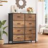 Dresser in the bedroom, tall dresser with 8 drawers, storage tower with fabric bin