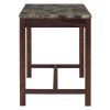 TREXM 3-Piece Modern Faux Marble Versatile Bar Table Set with Storage Drawers and Padded Stools