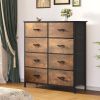 Dresser in the bedroom, tall dresser with 8 drawers, storage tower with fabric bin